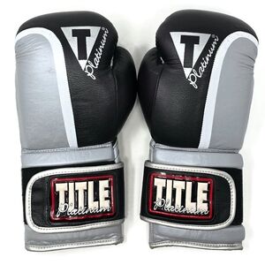 Title Platinum Leather Training Boxing Gloves 12 Oz Medium Black Silver Red